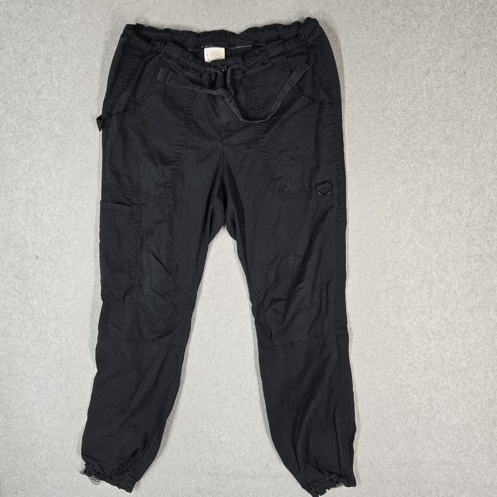 Koi Women Scrub Pants M Black Cargo Jogger Drawstring Mid Rise Pocket 28" Inseam